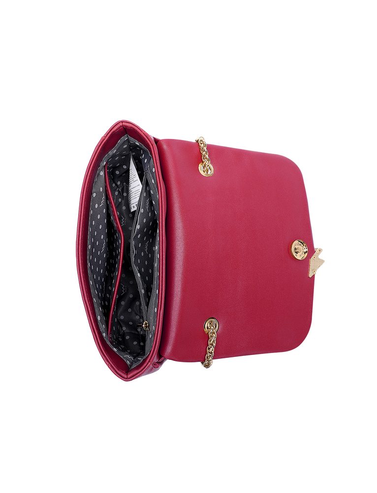 VUCH Orietta Wine.

Elegantna mini torba
Glavno zatvaranje na magnet
Unutarnji pretinac za sitnice i džep na patent
Crossbody remen s lancem
 Mini torbice
Mobitel, novčanik, ključevi, ništa više.