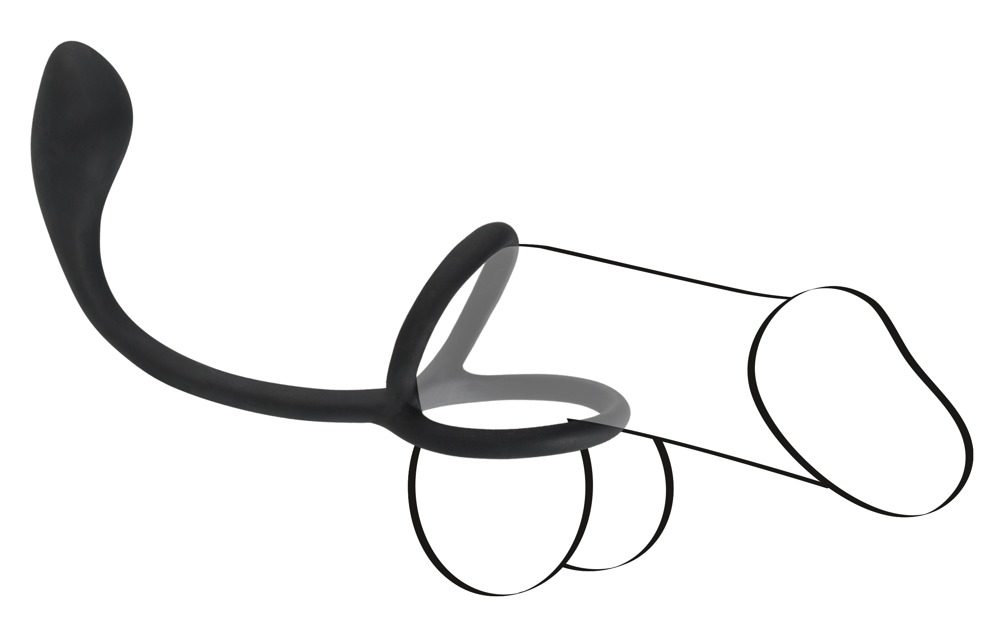 Black Velvets Cock & Ball Ring + Plug Slim - Obrázek 3