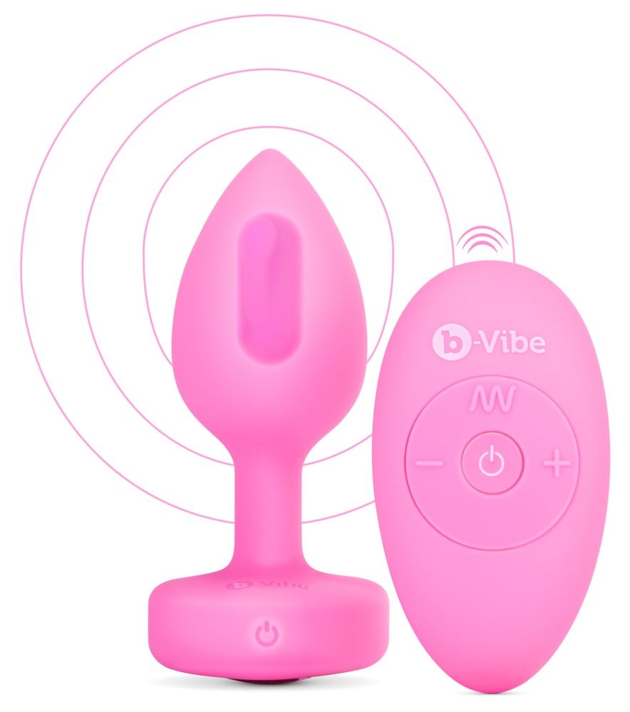 b-Vibe Vibrating Heart Plug S/M Pink - Obrázek 3