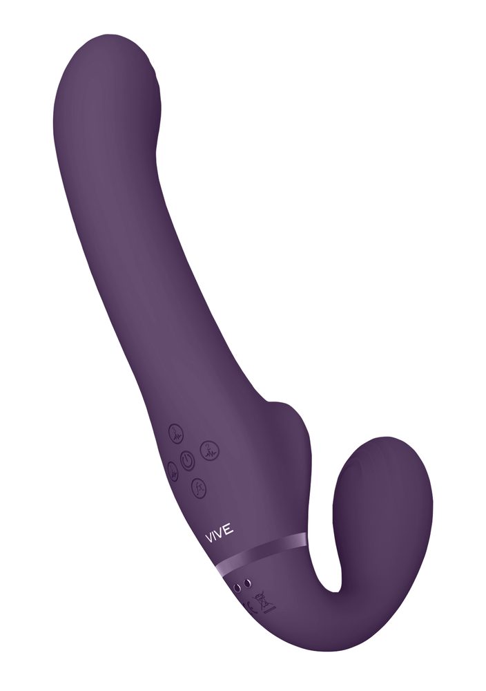 VIVE Ai Dual Vibrating & Air Wave Tickler Strapless Strapon Purple - Obrázek 3