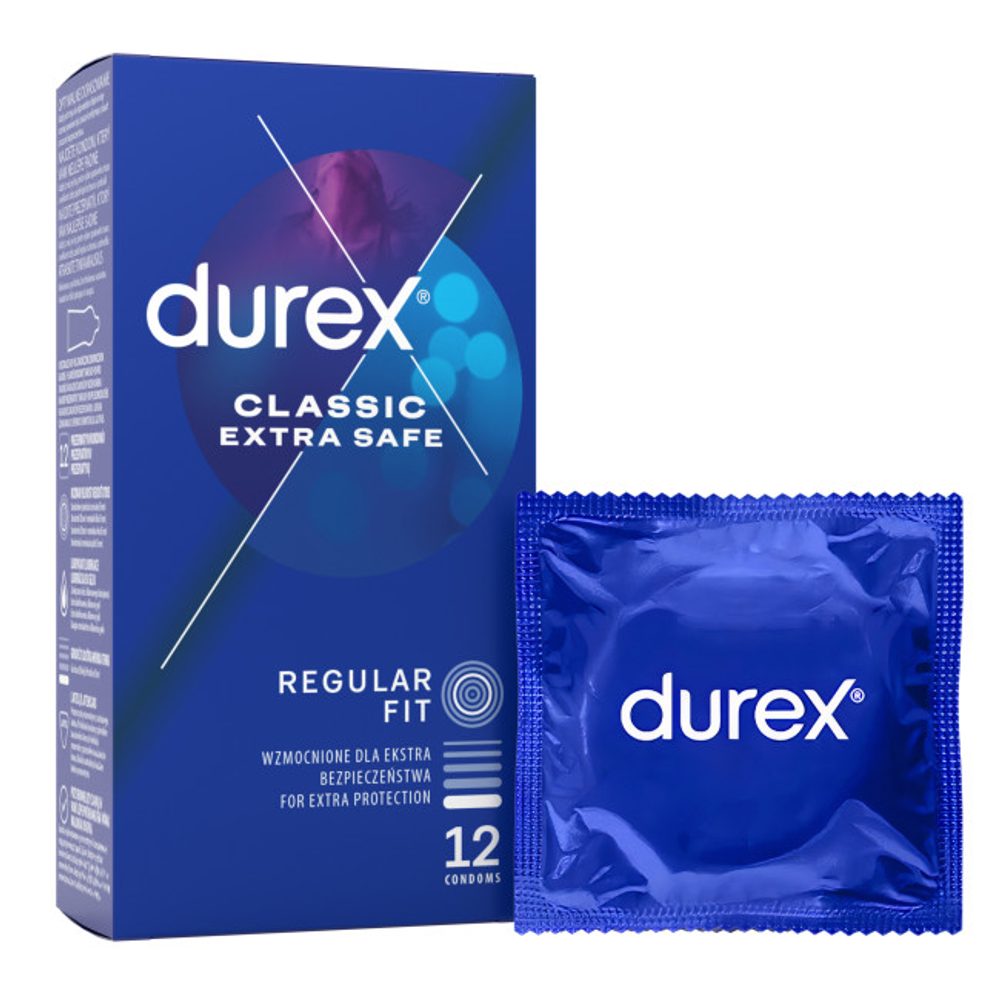 Durex Extra Safe kondomy ve balení, lehce silnější latex