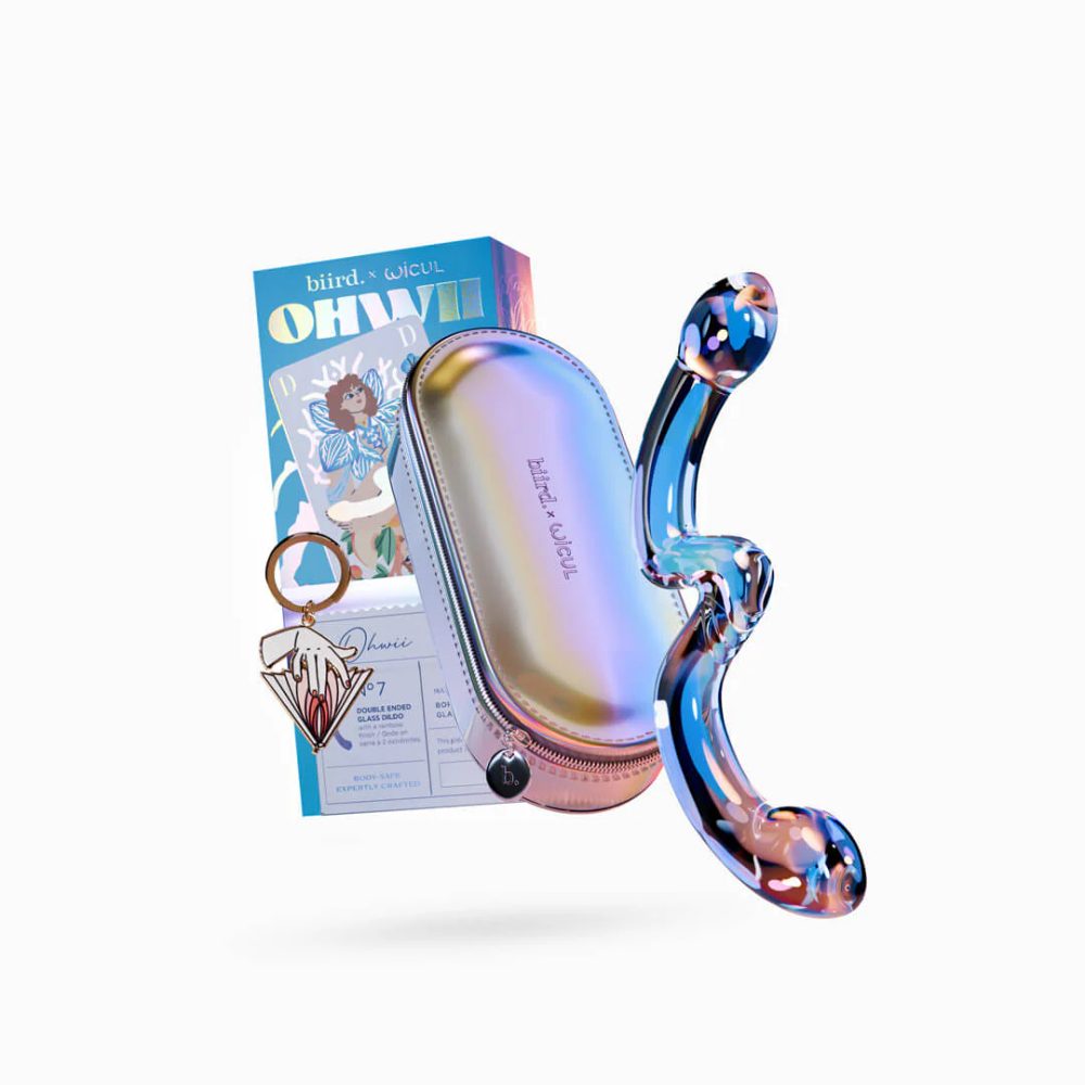 Biird OhWii by WiCul dildo oboustranné skleněné modré (obrázek 3)