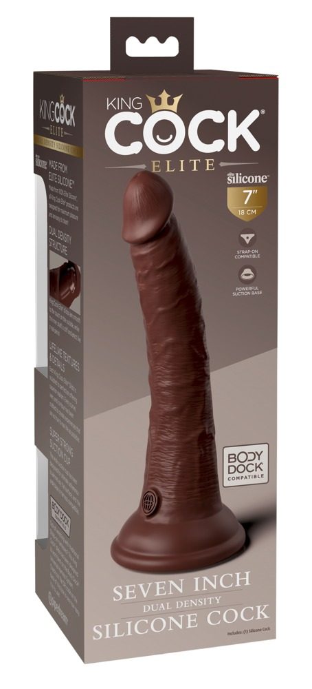 Pipedream King Cock Elite 7 Silicone Dual Density Cock Brown - Obrázek 4