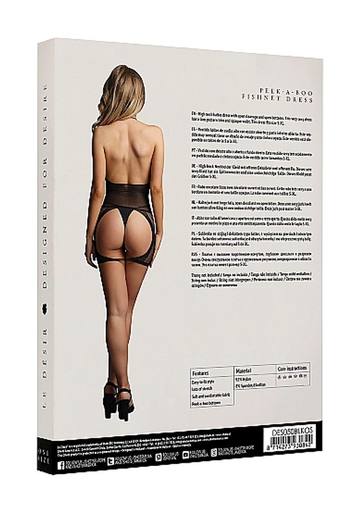 Le Désir Peek-A-Boo Fishnet Dress Black - Obrázek 4