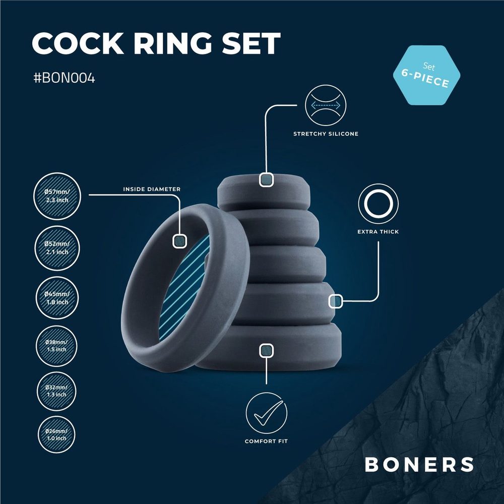 BONERS 6-Piece Cock Ring Set - Obrázek 6