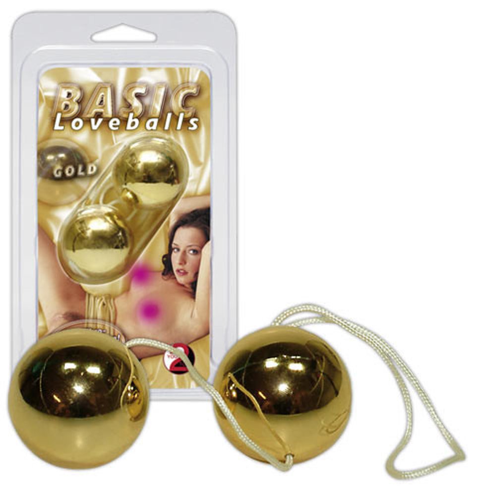Zlaté venušiny kuličky Basic Loveballs na černém pozadí