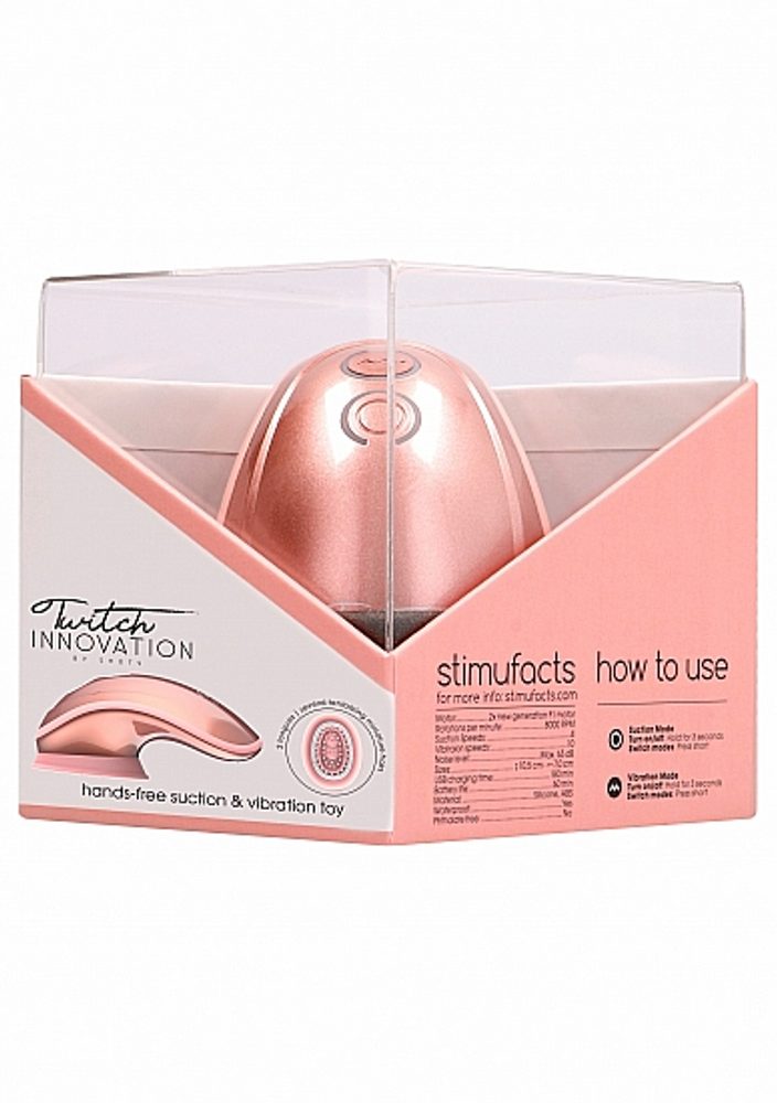 Shots Innovation Twitch Hands-Free Suction & Vibration Toy RoseGold - Obrázek 3