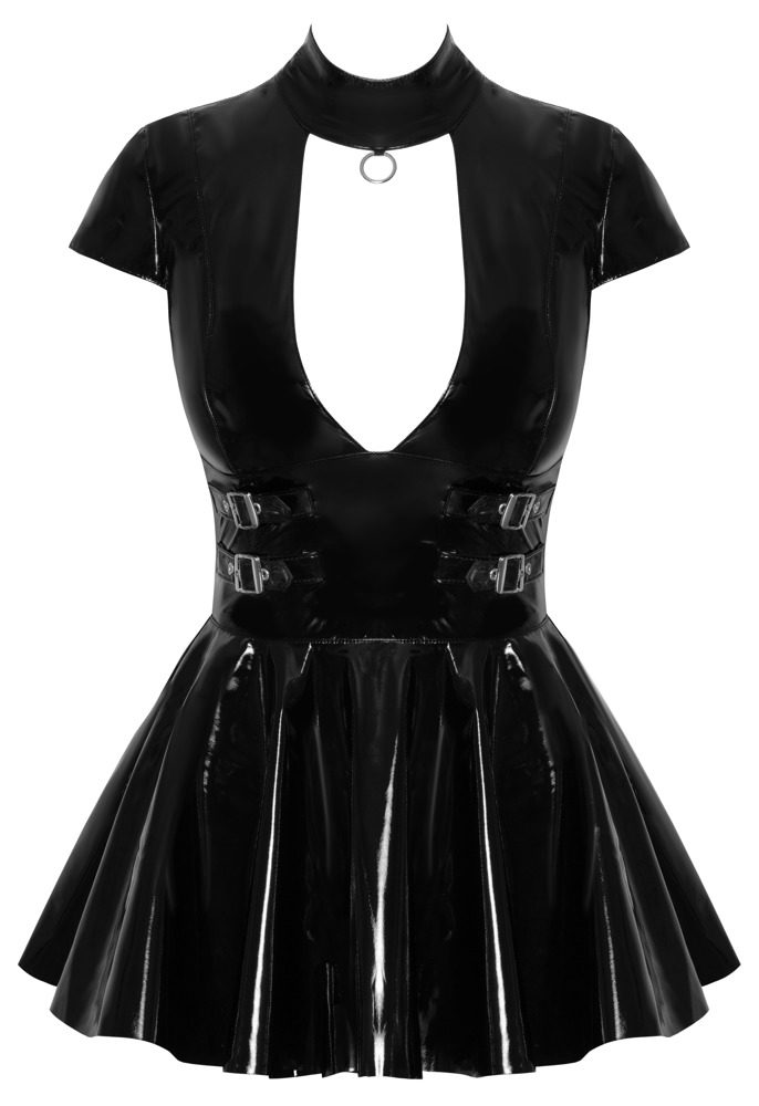 Black Level Vinyl Mini Dress with Short Sleeves 2851806 Black (obrázek 9)