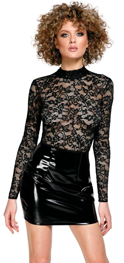 Black Level Vinyl Dress with Lace