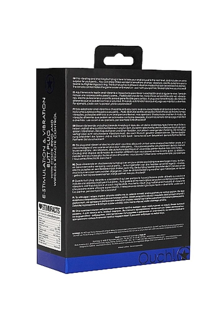 Ouch! E-stim & Vibration Butt Plug with Remote Black - Obrázek 3