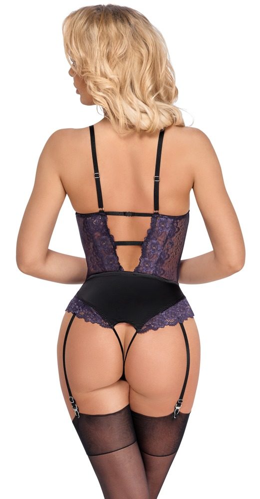 Cottelli Crotchless Lace Body with Suspenders 2643561 Black - Obrázek 4