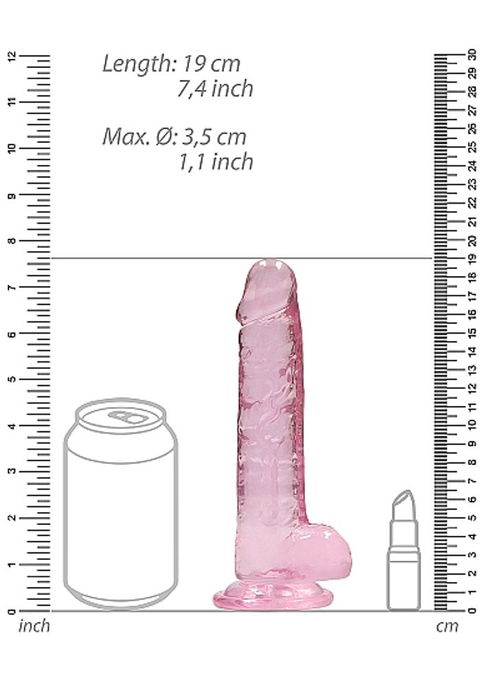 RealRock Realistic Dildo with Balls 17 cm Pink - Obrázek 3
