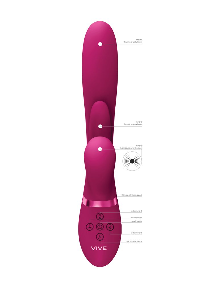 Vive Kura Thrusting G Spot with Flapping Tongue and Pulse Wave Stimulator Pink - Obrázek 6