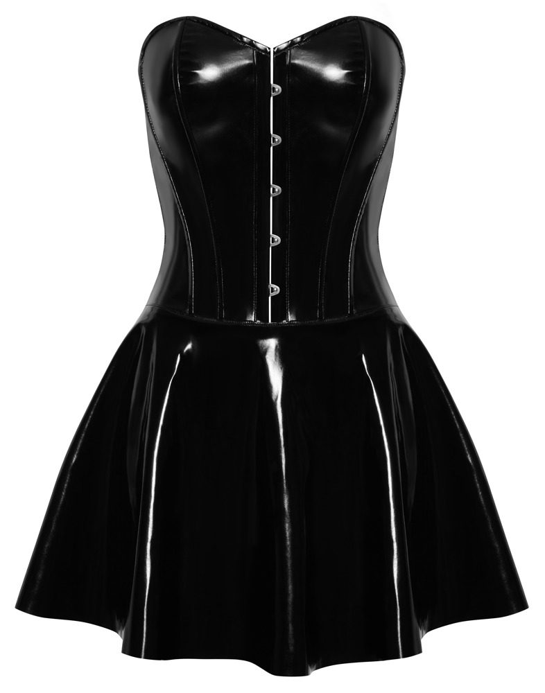 Black Level Vinyl Mini Dress with Corset Top - Obrázek 7