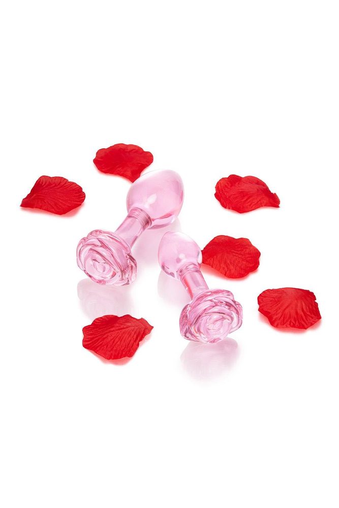 Pink Roses Glass Butt Plug Training Set (obrázek 13)