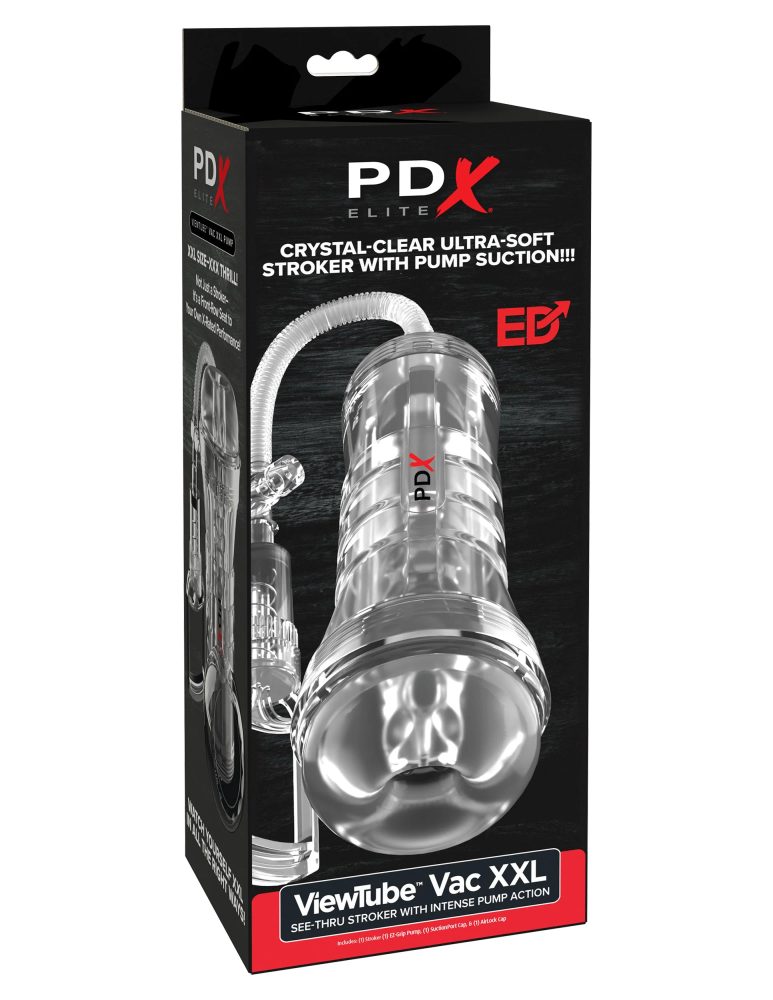 Pipedream PDX Elite ViewTube Vac XXL Pump See-Thru EZ-Grip Pump Stroker Clear