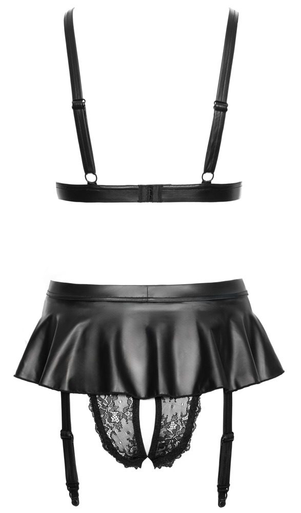 Cottelli Delicate Lace Wireless Bra & Crotchless Suspender Set 2215675 (obrázek 7)