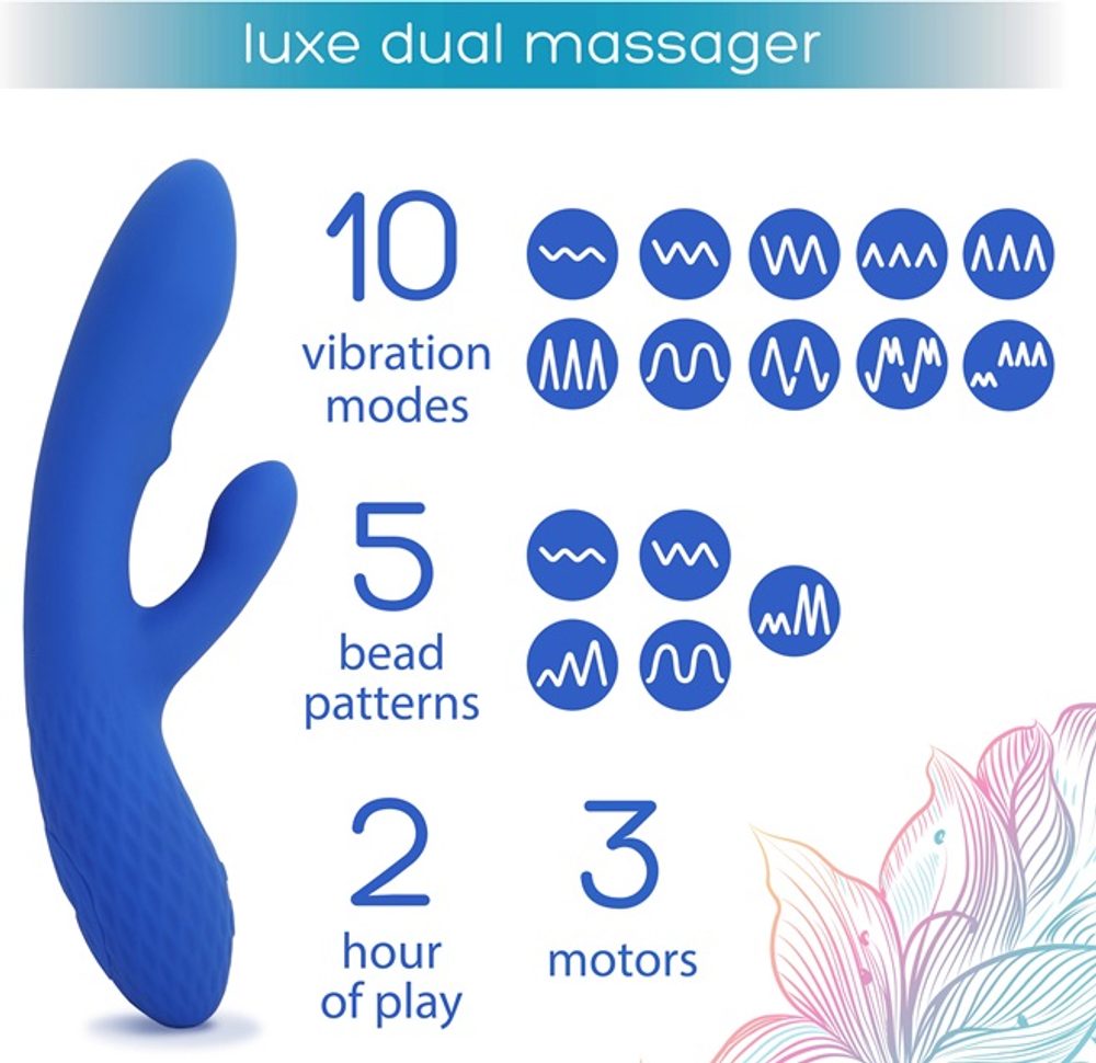 PlusOne Duální vibrační stimulátor, modrá - Obrázek 3
