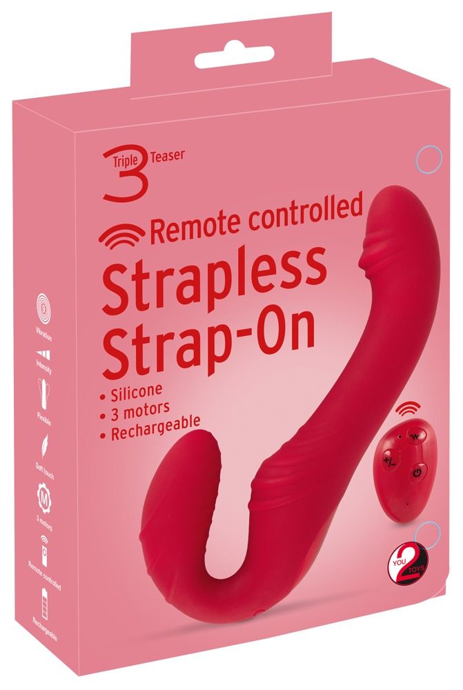 You2Toys Remote Controlled Strapless Strap-On 3 Motors Red - Obrázek 2