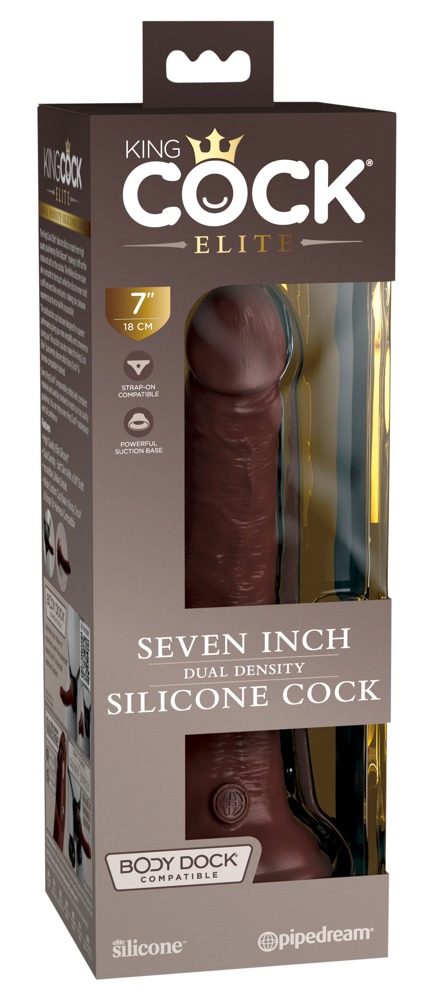 Pipedream King Cock Elite 7 Silicone Dual Density Cock Brown - Obrázek 3