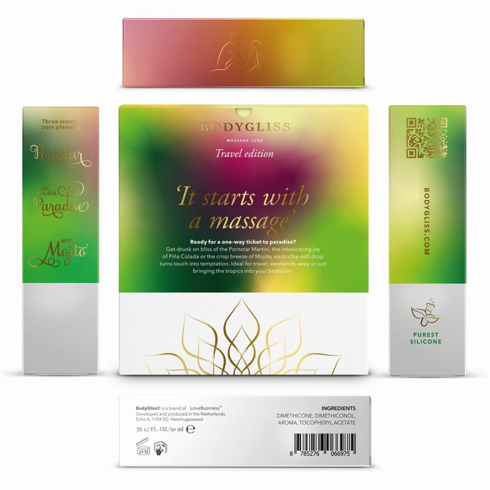 BodyGliss Massage Lube Collection Tropical Temptation 3x50ml (obrázek 3)