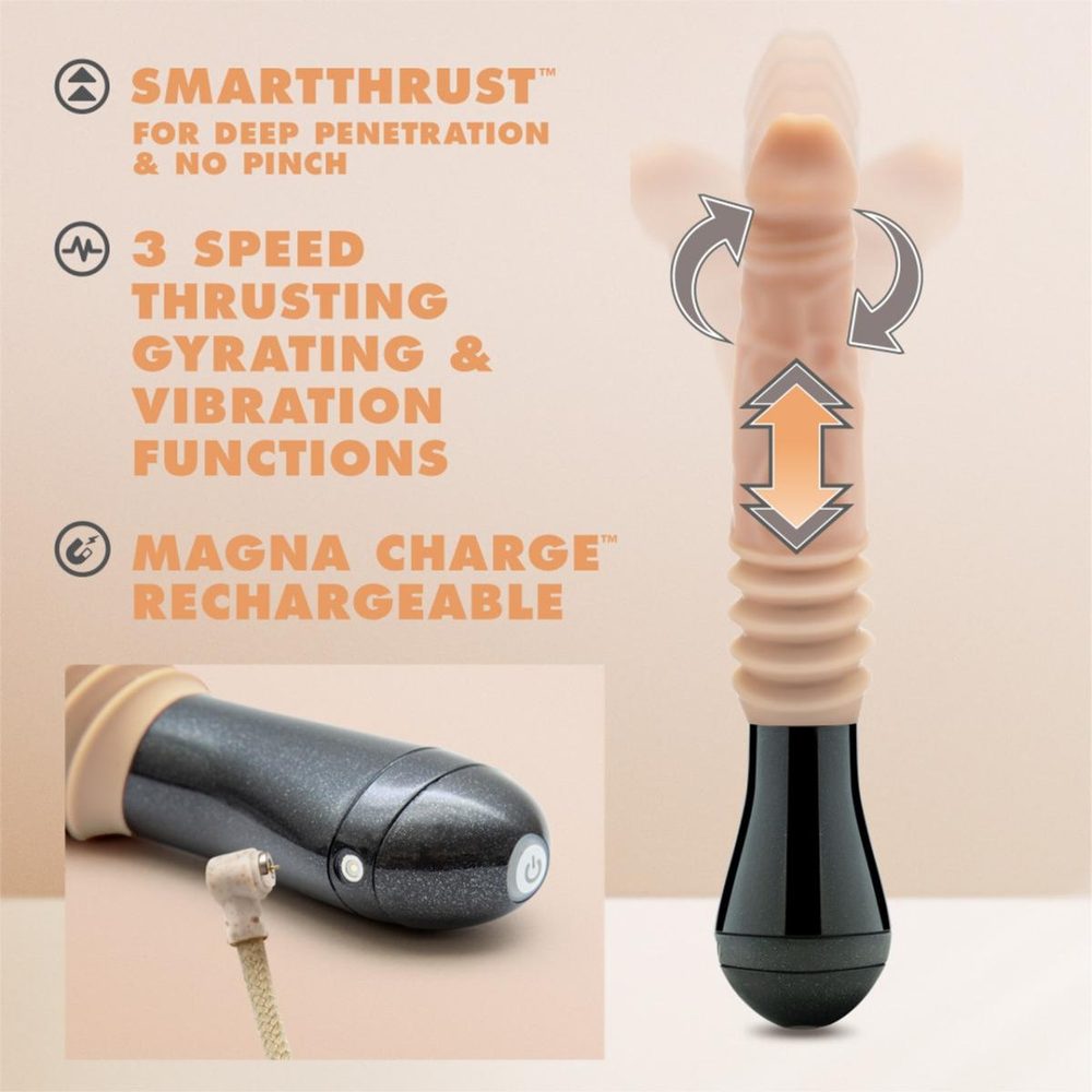 Dr. Skin Silicone Dr. Knight Thrusting Gyrating Vibrating Dildo Beige (obrázek 10)