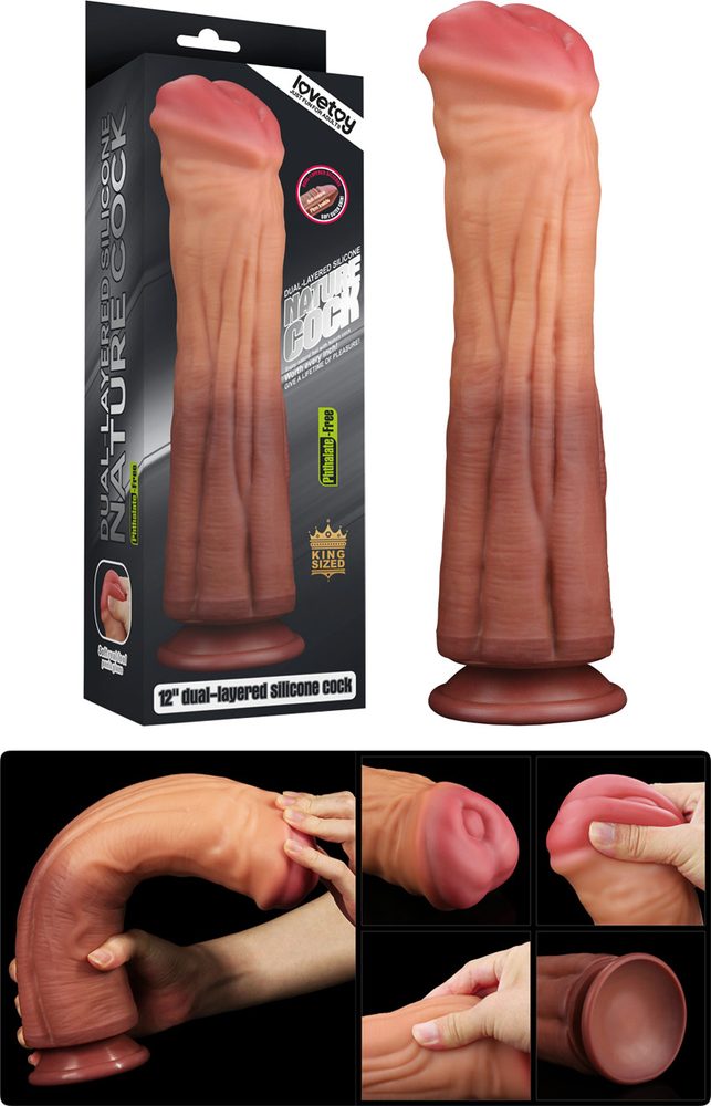 LoveToy 12" Dual Layered Platinum Silicone Cock - Obrázek 7