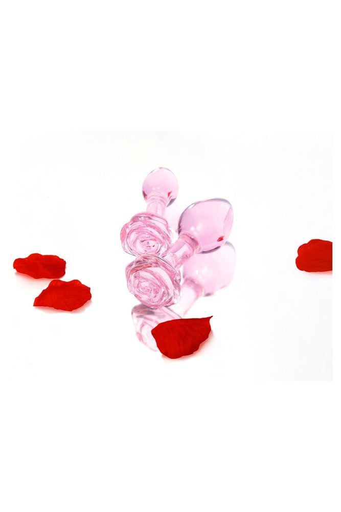 Pink Roses Glass Butt Plug Training Set (obrázek 14)