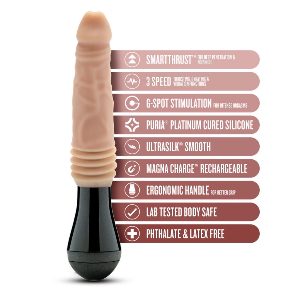 Dr. Skin Silicone Dr. Knight Thrusting Gyrating Vibrating Dildo Beige - Obrázek 6