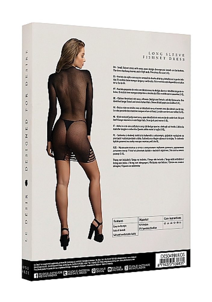 Le Désir Long Sleeve Fishnet Dress - Obrázek 5