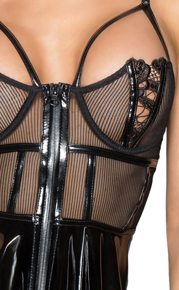Vinyl Mini Dress S noir - Obrázek 4