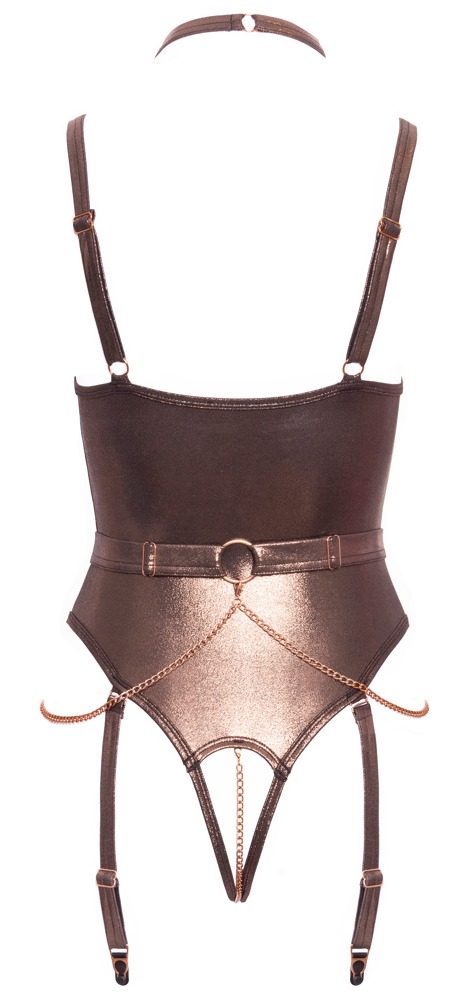 Abierta Fina Shelf Bra Crotchless Body with Chains 2644924 Golden (obrázek 9)