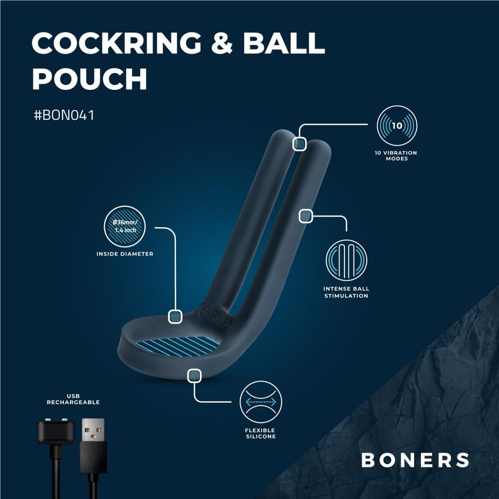 Boners Cockring & Ball Stimulator Blue (obrázek 10)