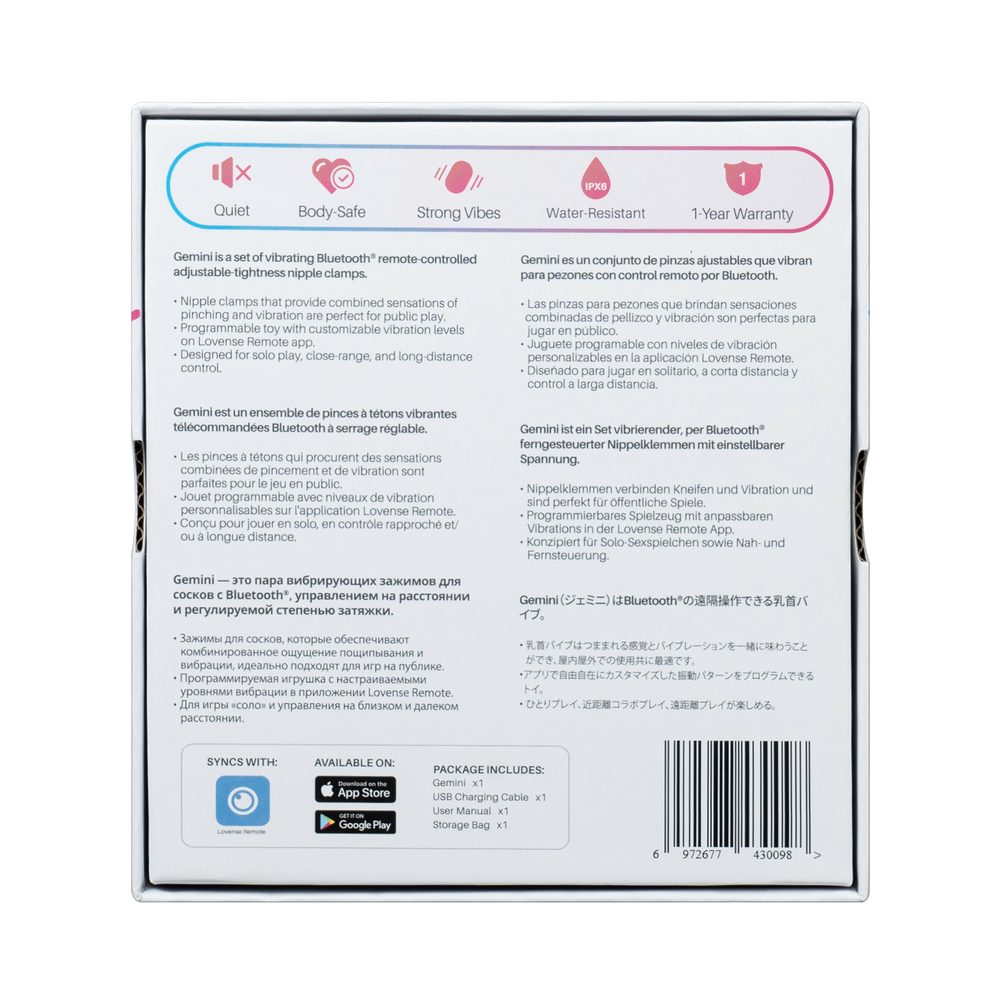 Lovense Gemini App-Controlled Vibrating Nipple Clamps - Obrázek 7