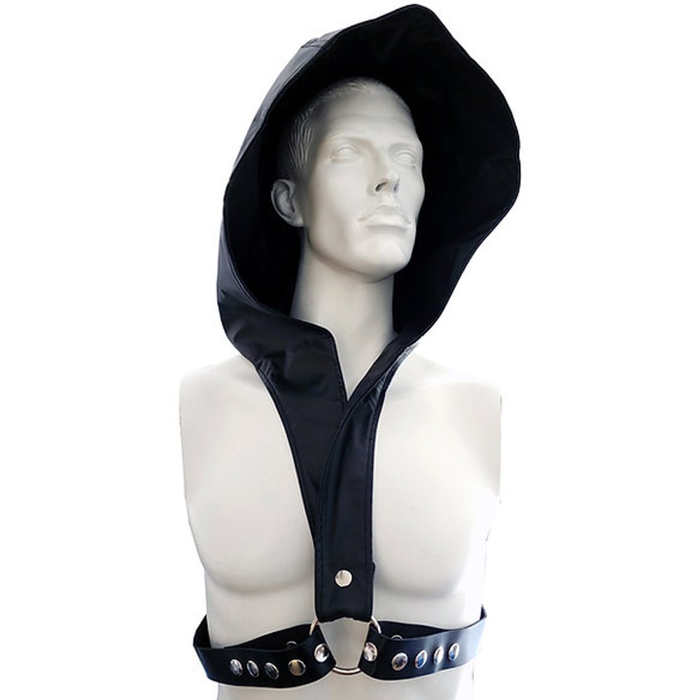 Rouge Hoodie Harness z černé koženky pro BDSM hry