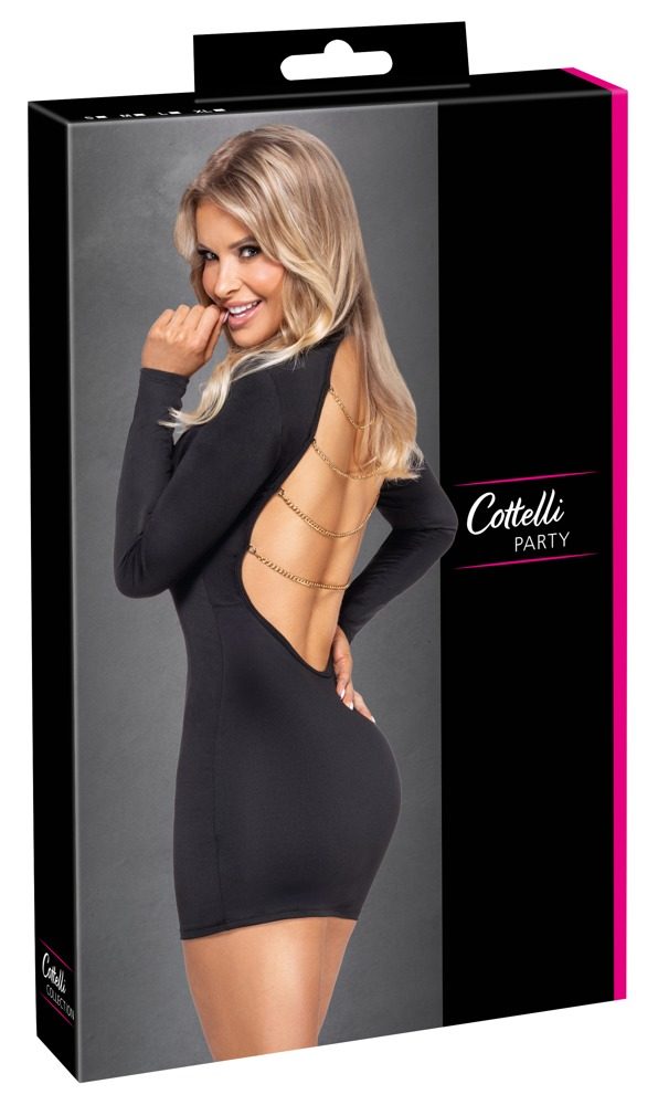 Cottelli Open Back Tight-fitting Mini Dress with Long Sleeves (obrázek 6)