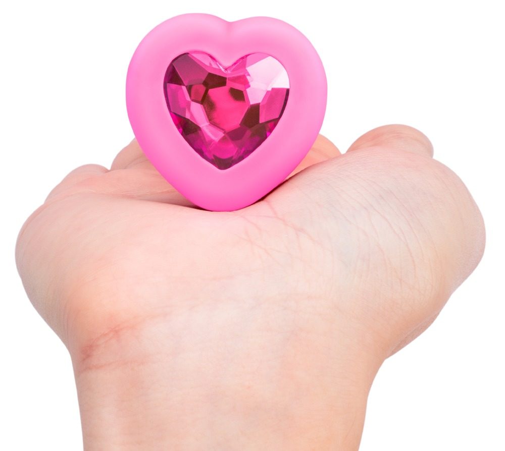 b-Vibe Vibrating Heart Plug S/M Pink - Obrázek 5