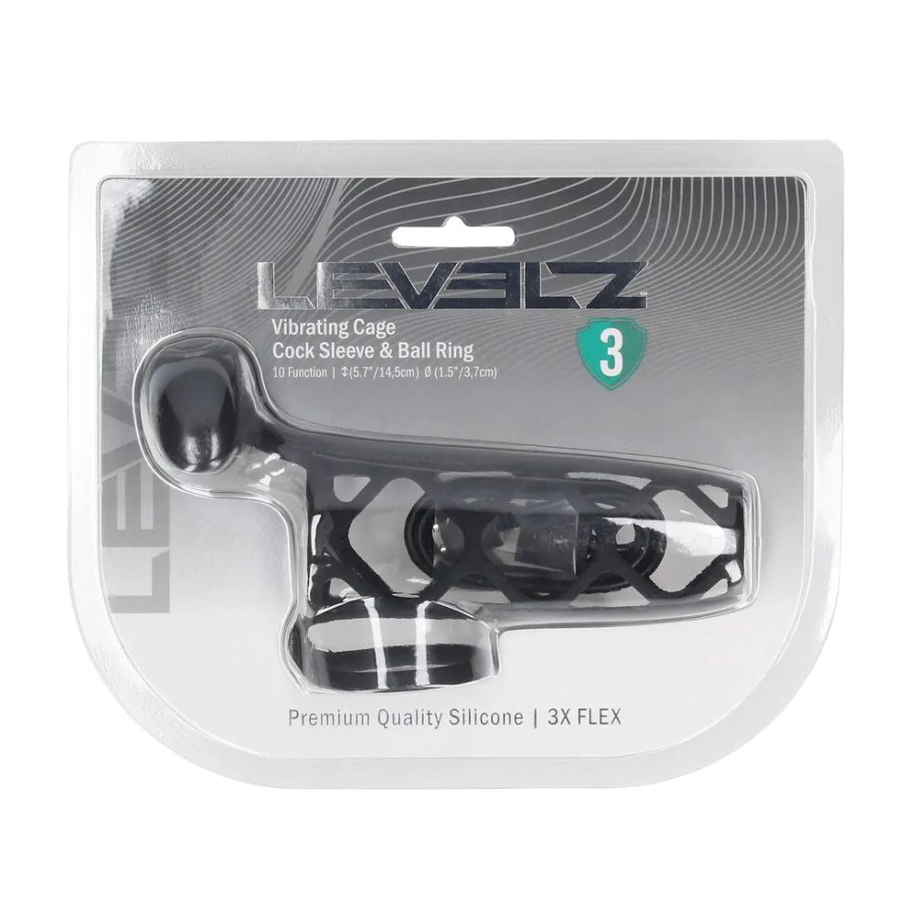 Vibrating Cage Silicone Cock Sleeve and Ball Ring - Black - Obrázek 3