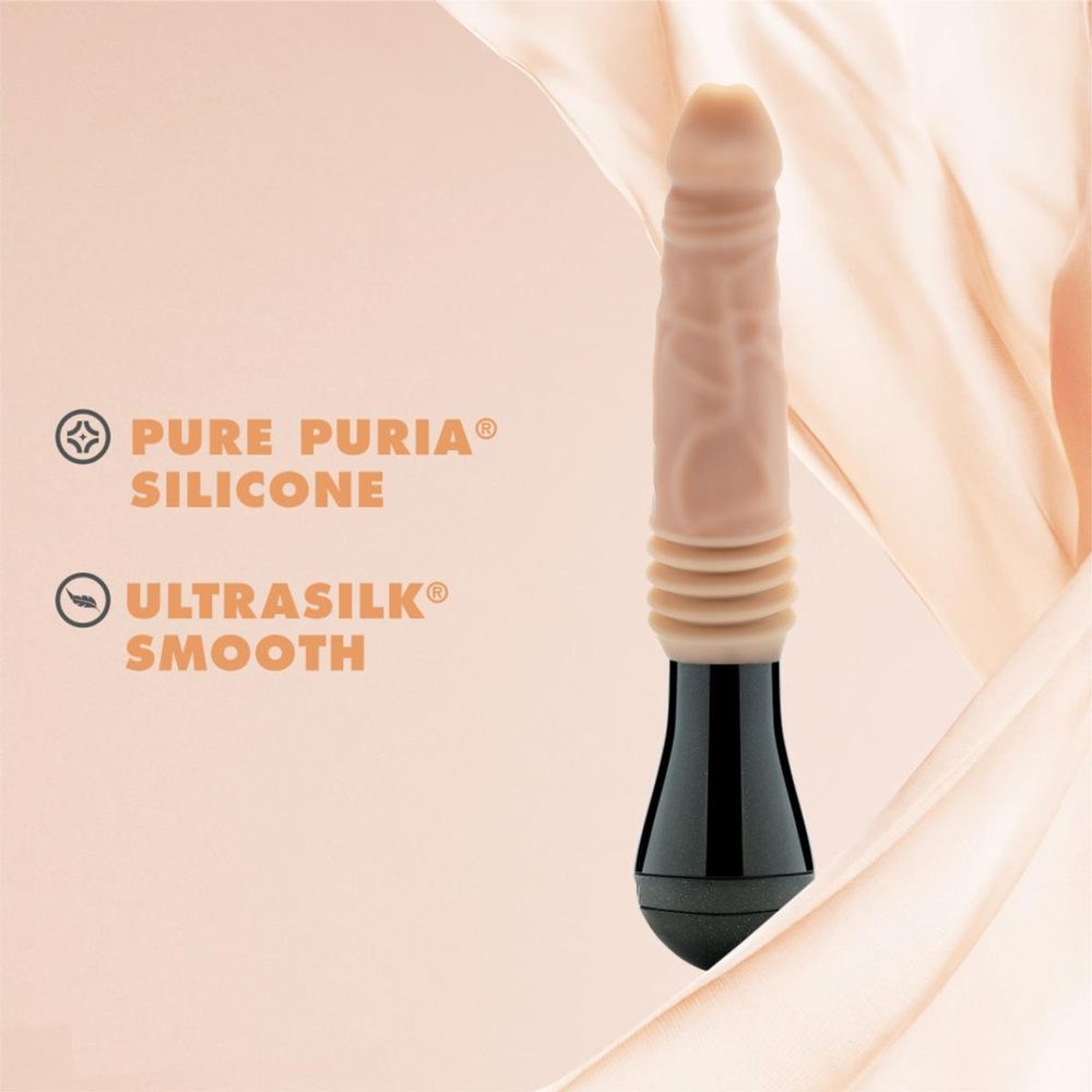 Dr. Skin Silicone Dr. Knight Thrusting Gyrating Vibrating Dildo Beige - Obrázek 3