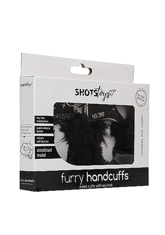Shots Furry Handcuffs Black - Obrázek 2