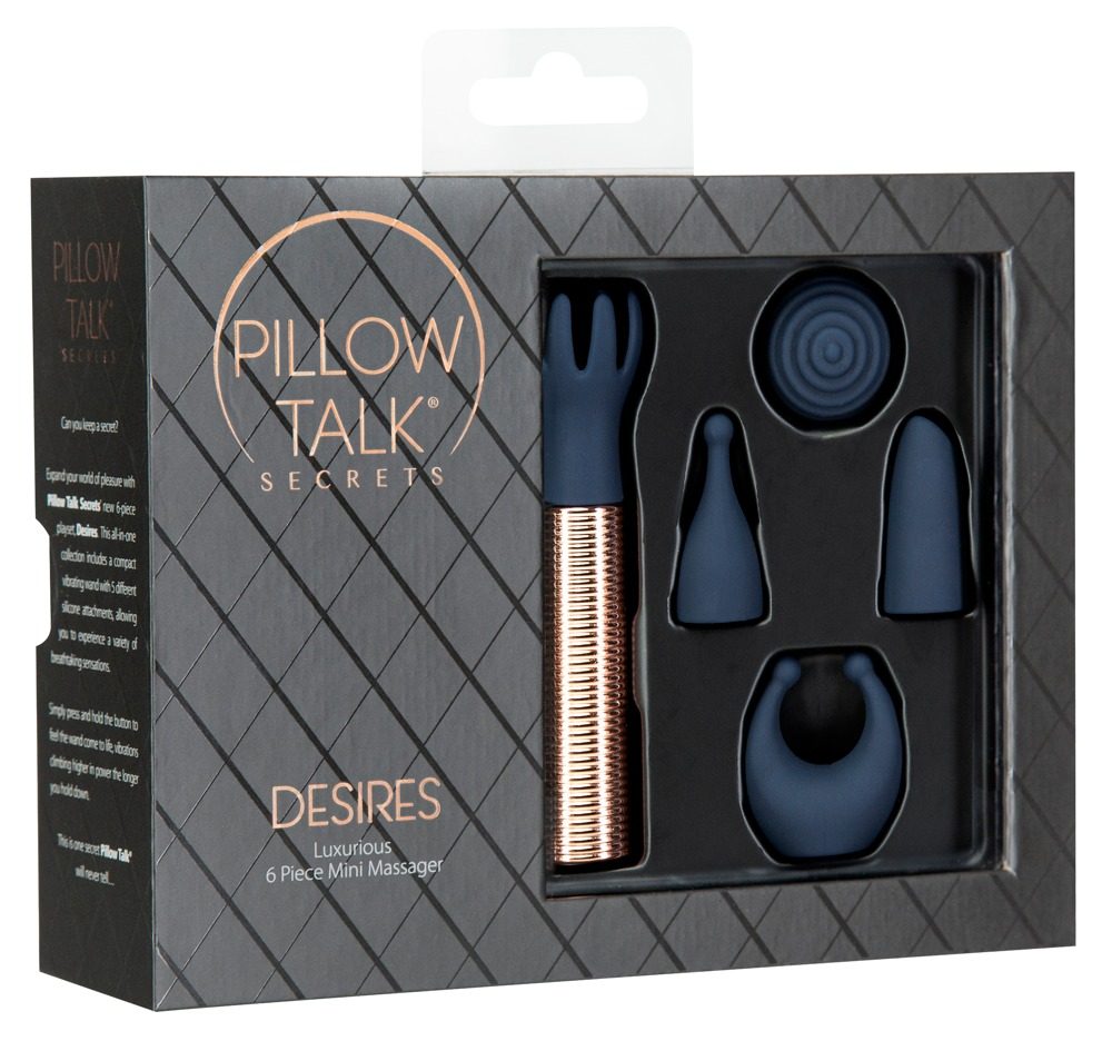 Pillow Talk Secrets Choices 6 Piece Mini Massager Set Navy Blue Rose Gold - Obrázek 2