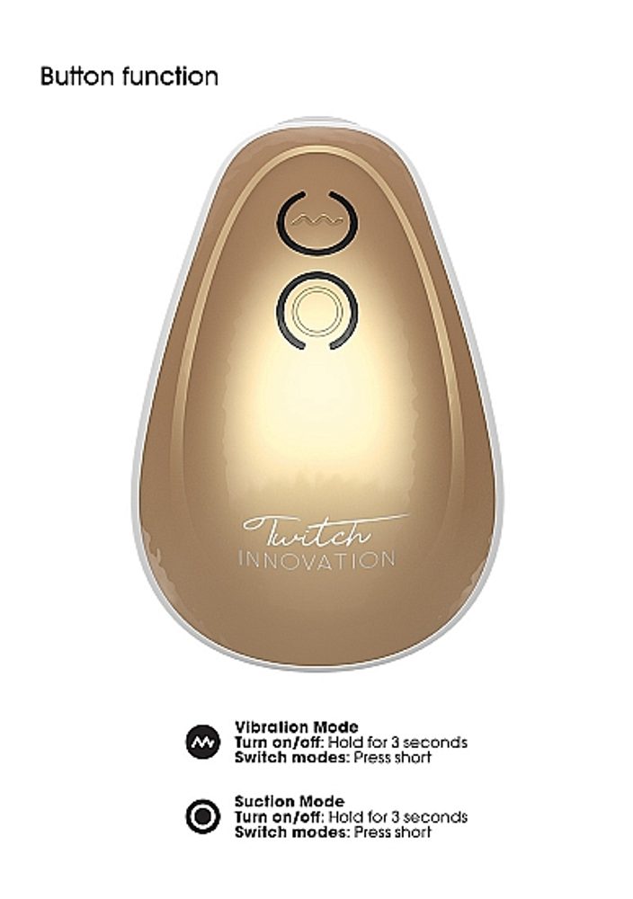 Shots Innovation Twitch Hands-Free Suction & Vibration Toy Gold (obrázek 13)
