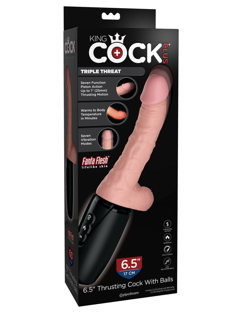 Pipedream King Cock Plus Triple Threat 6.5″ Thrusting Cock With Balls - Obrázek 6