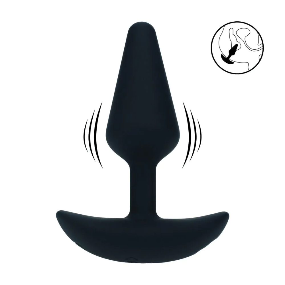 Classic Vibrating Silicone Anal Plug - S - Black