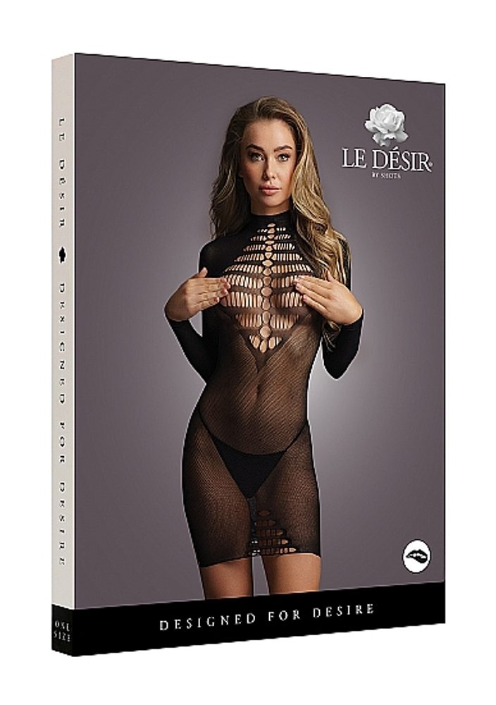 Le Désir Long Sleeve Fishnet Dress - Obrázek 7