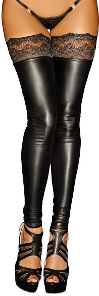 Noir Handmade F135 Powerwetlook Stockings with Siliconed Lace Superstar