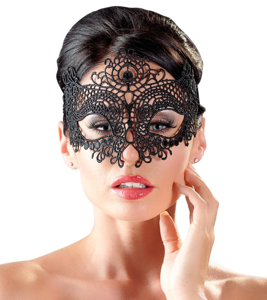 Cottelli Embroidered Mask - Tajemství v černé tkanině
