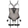 Průhledné body s krajkou a otevřenou podprsenkou S Cottelli Collection Bondage