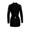 Noir Handmade F246 Short PVC Dress Fastened in the Front with Gold Clasps
