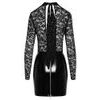 Black Level Vinyl Dress with Lace